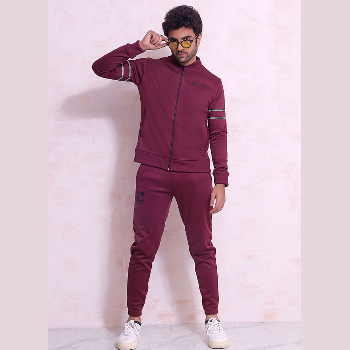 Two Piece Poly Tracksuit - Maroon - IM19